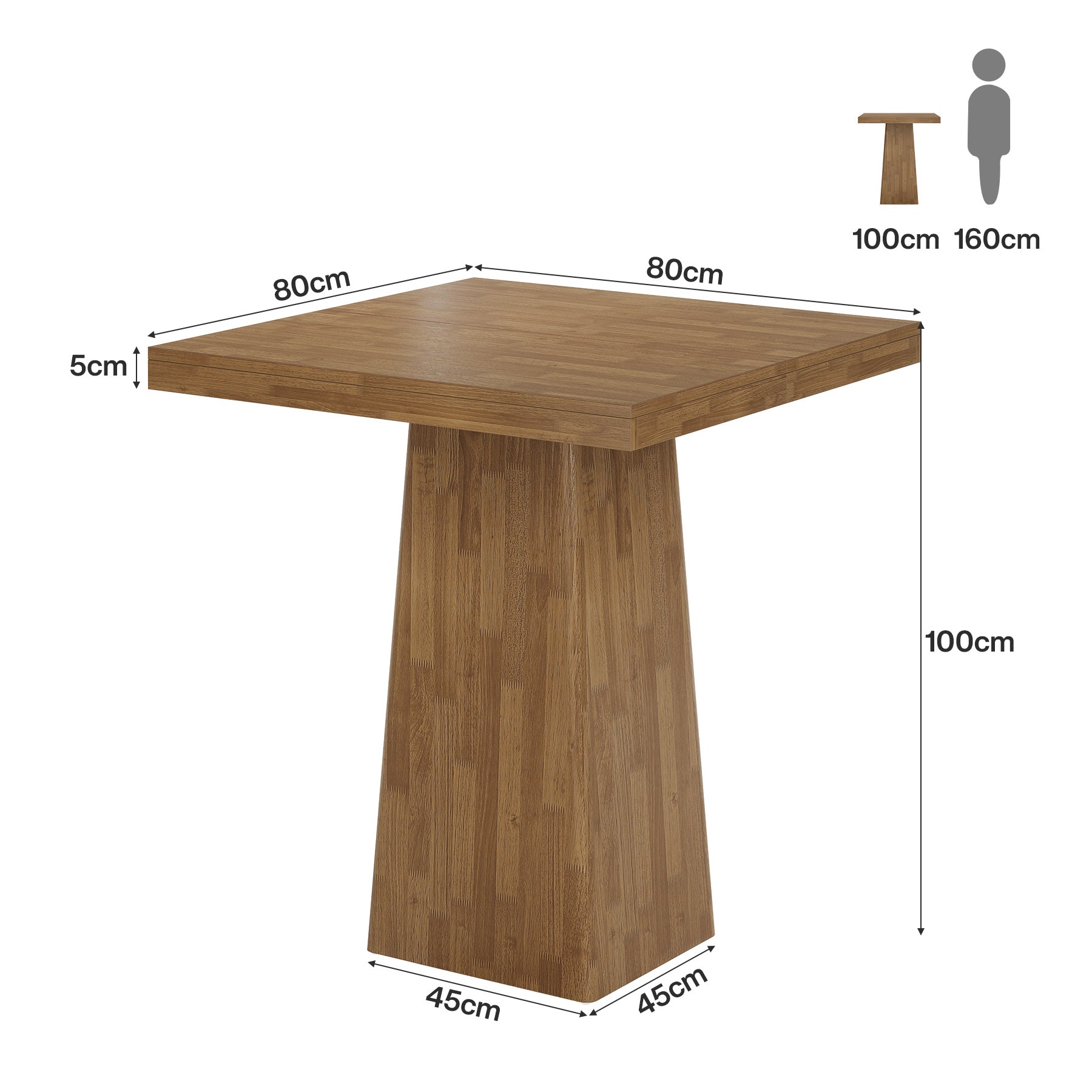 Tribesigns Tavolo da bar quadrato da 80 cm, tavolo da pranzo per cucina mobile bar per la casa