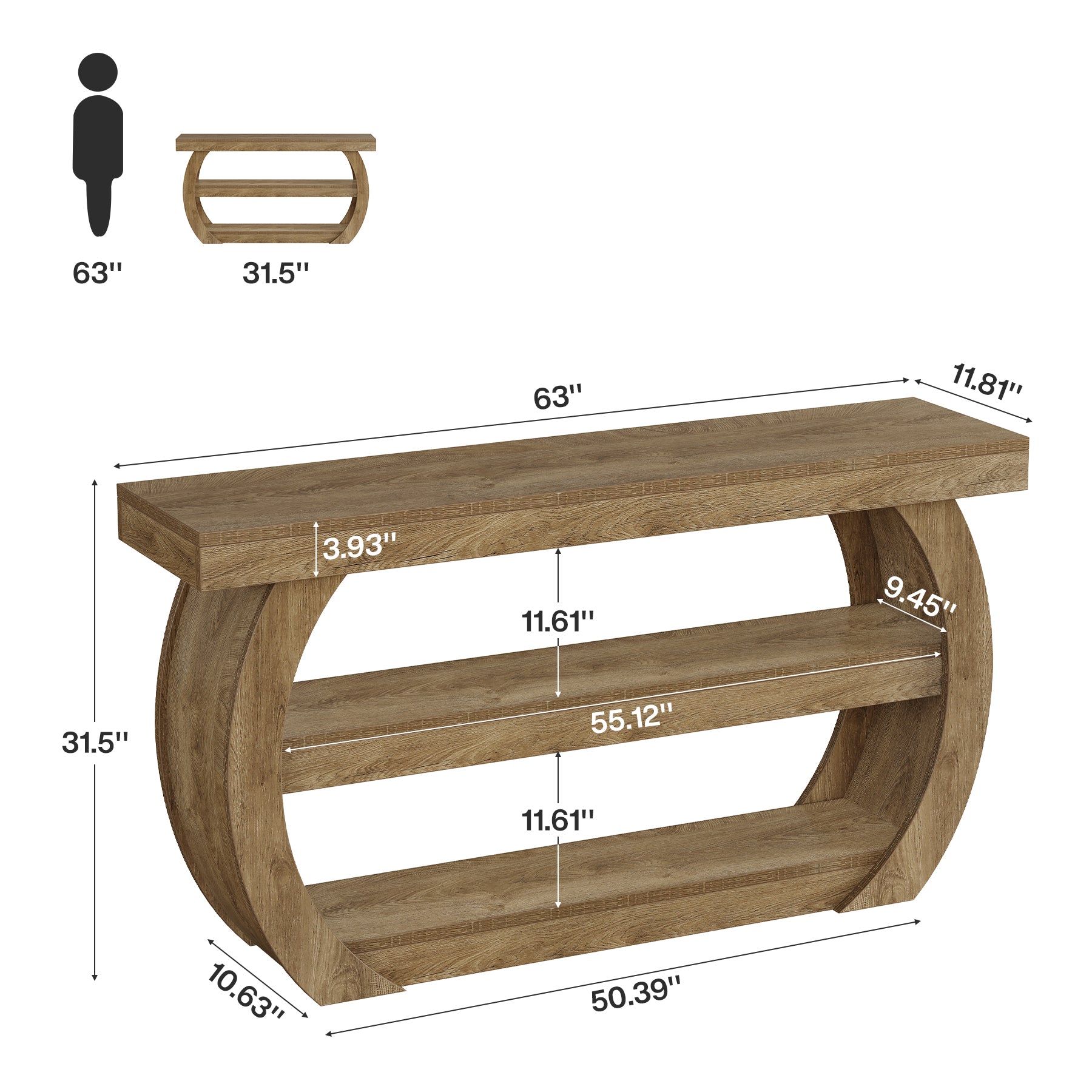 Tribesigns Mobile TV da 160 cm, mobile per TV in stile rustico da 75 pollici