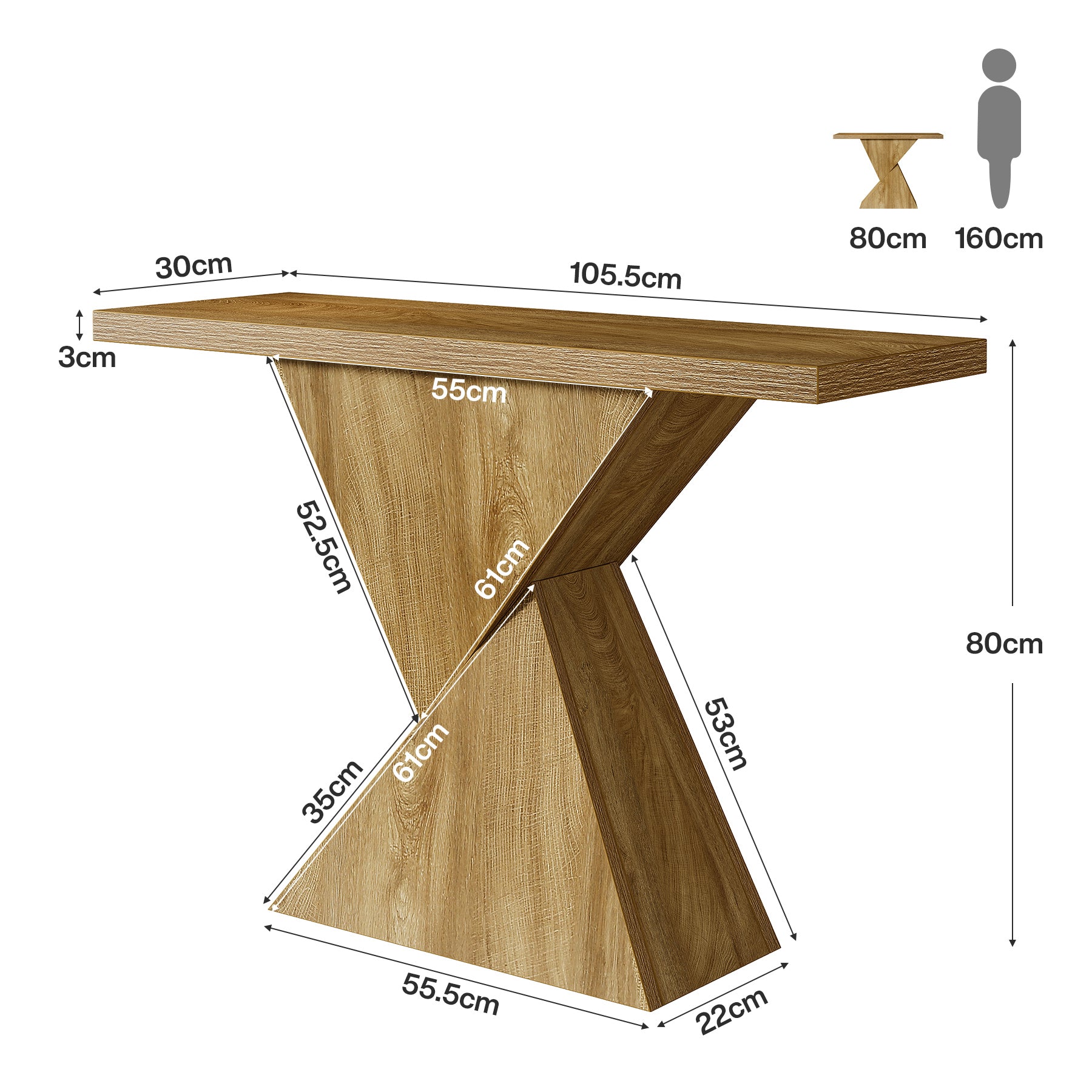 Tribesigns Tavolo consolle da 105 cm, tavolino da divano con base geometrica per ingresso