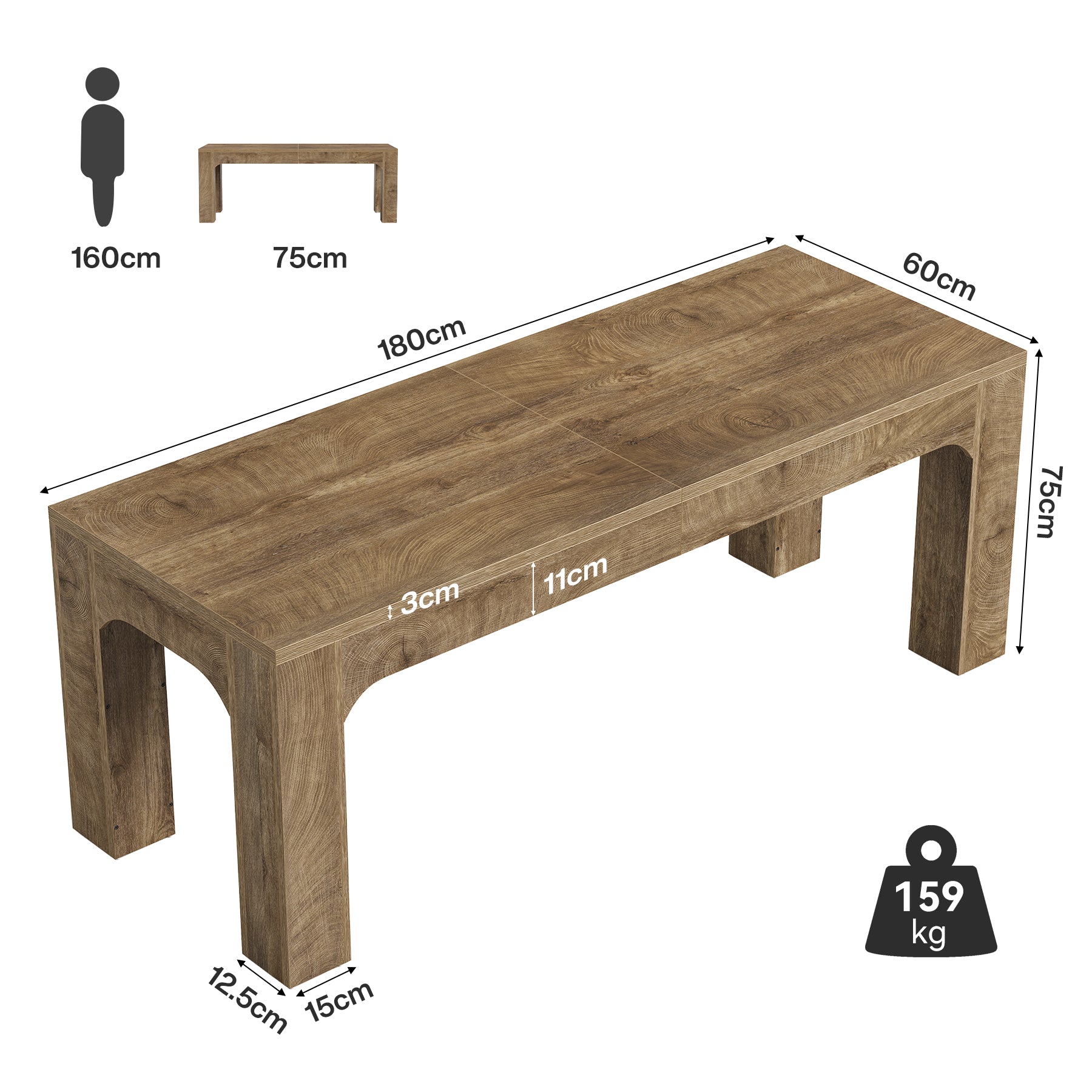 Scrivania Doppia in Legno, 180 cm, per 2 Persone, per Studio e Ufficio