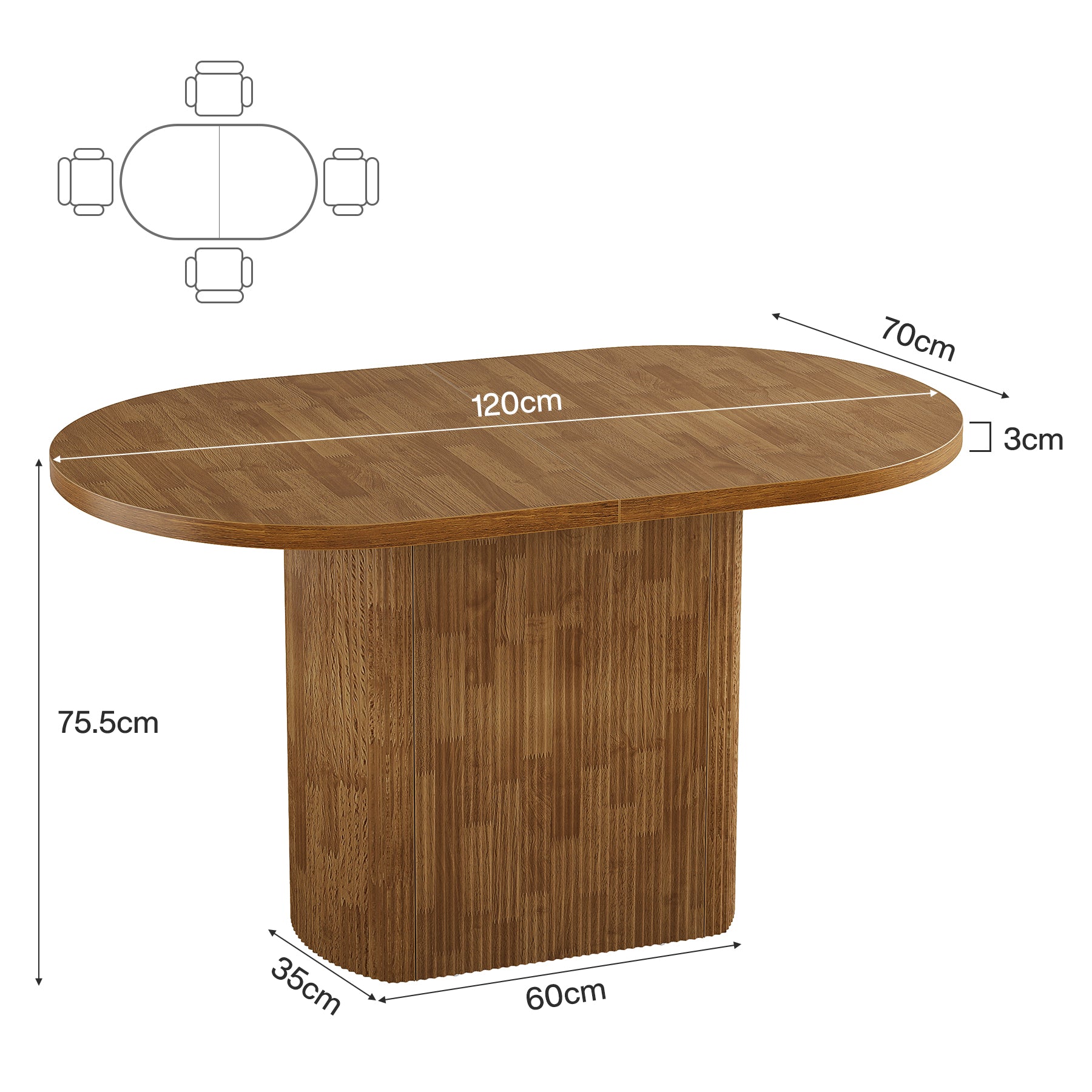 Tribesigns 80 cm Tavolo da pranzo, piccolo tavolo da cucina rotondo per 2-4 persone