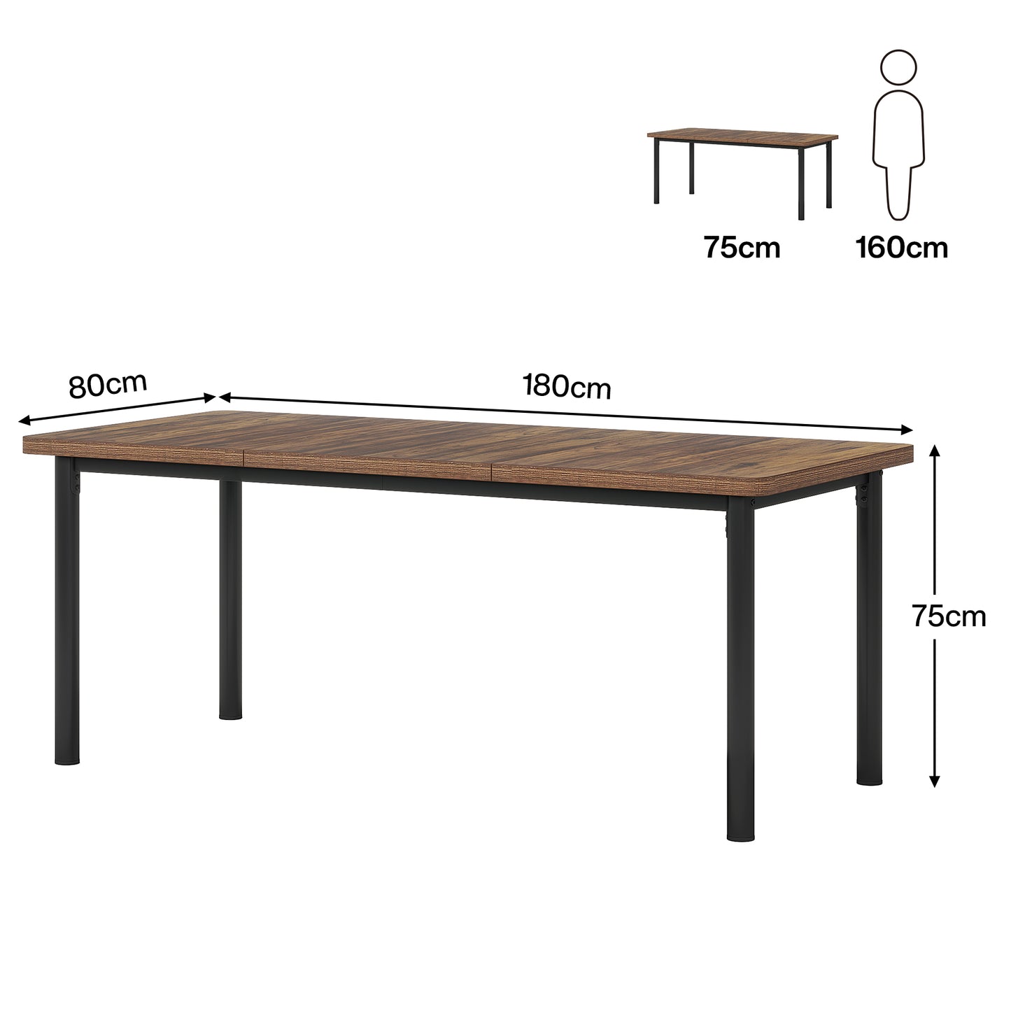 Tribesigns Tavolo da pranzo, tavolo da cucina in legno da 180 cm, tavolo da pranzo per 6-8 persone