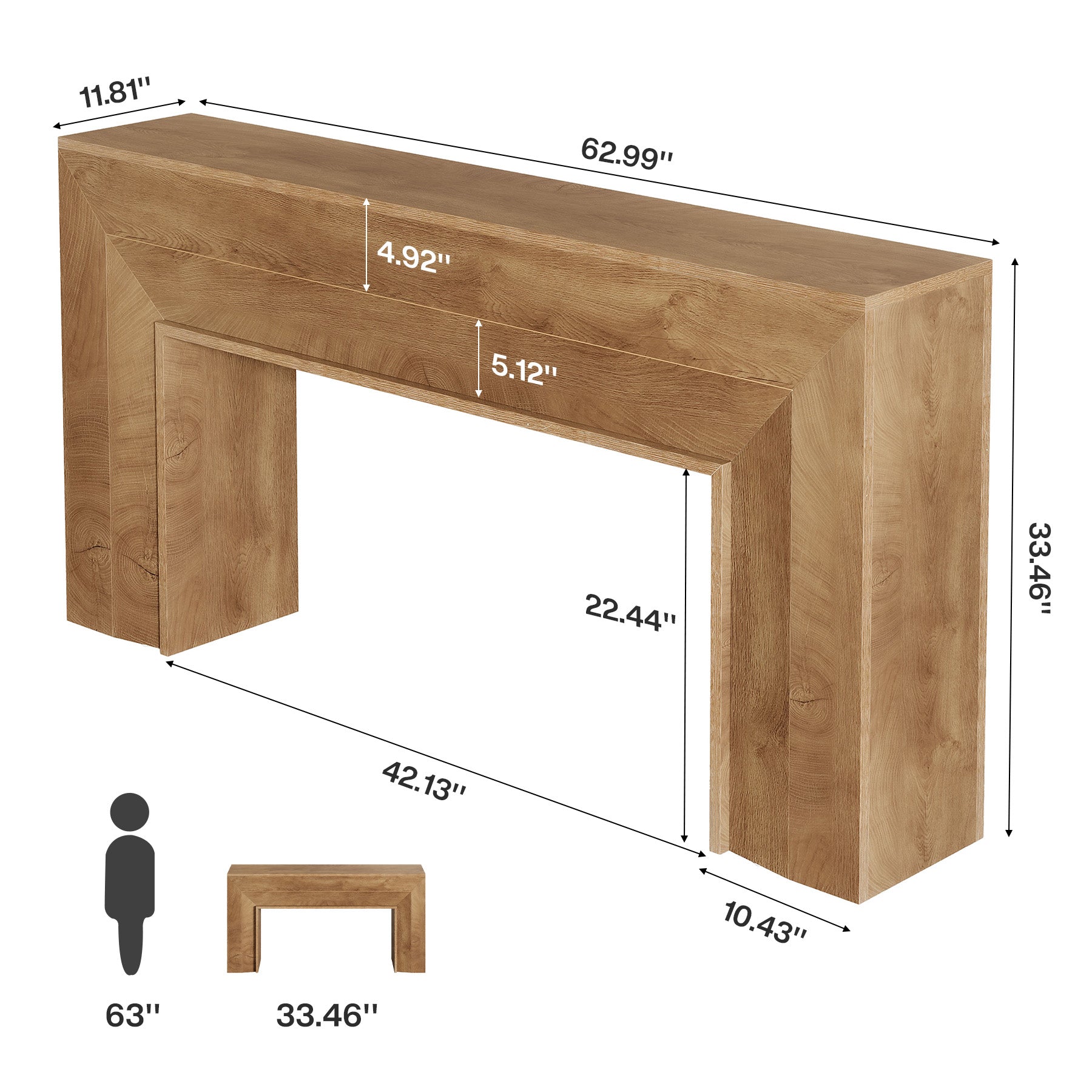 Tribesigns Consolle lunga 160 cm con profilo stretto, tavolo d'ingresso rustico per soggiorno e corridoio