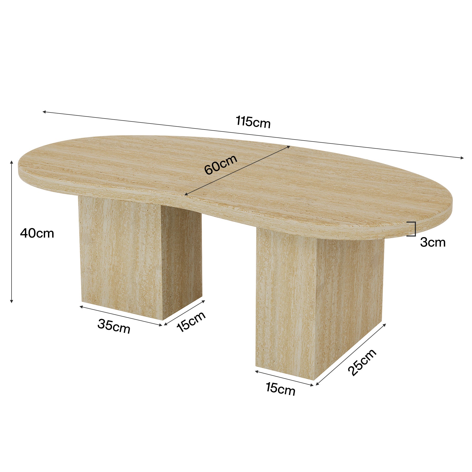 Tribesigns Tavolino da caffè da 115 cm, tavolino da cocktail centrale ovale con piedistallo asimmetrico