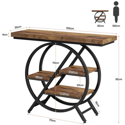 Tribesigns Tavolo Consolle, 100 cm Tavolo da Divano Tavolo da Ingresso a 4 Ripiani con Struttura Geometrica