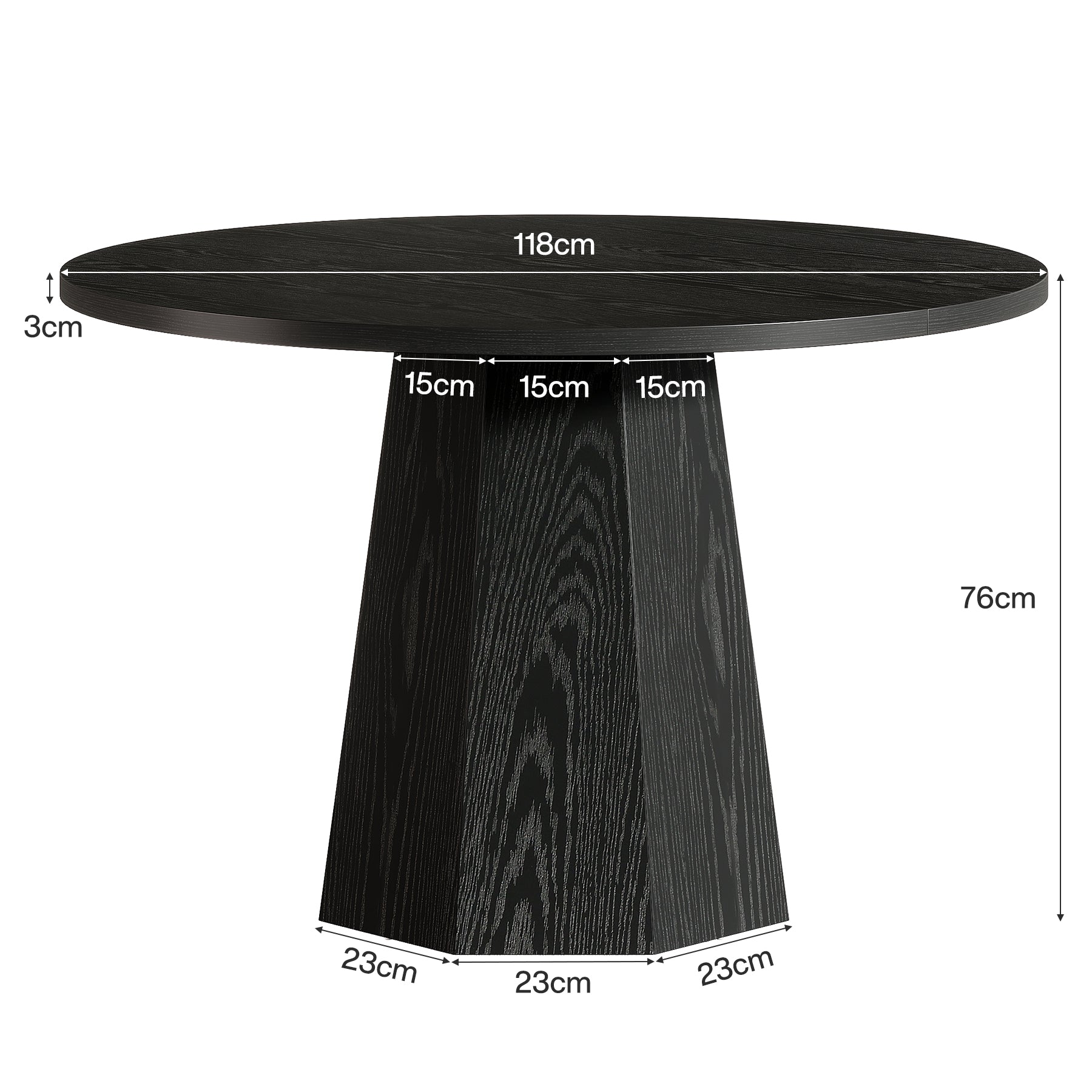 Tribesigns Tavolo da pranzo, 118 cm tavolo da cucina con robusto piedistallo inclinato