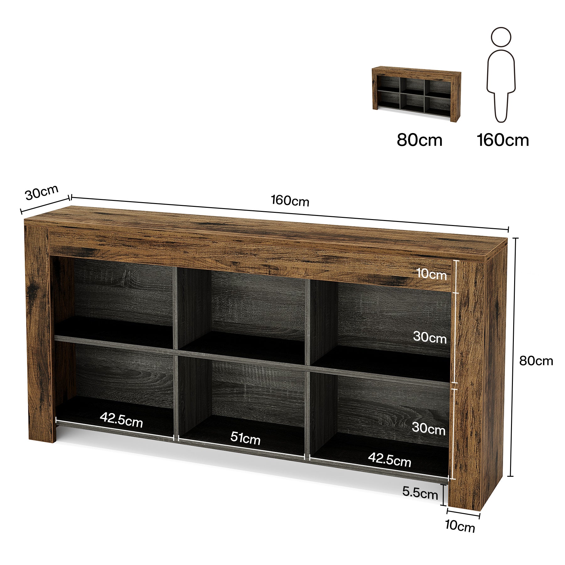 Tribesigns 160 cm Tavolo consolle, tavolo d'ingresso, tavolo da divano con 6 cubi 
