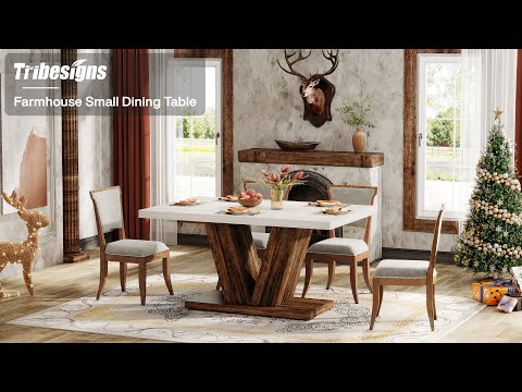 Tribesigns Tavolo da pranzo per 4 persone, Tavolo da cucina 120 cm Con base pesante