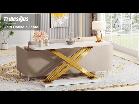 Tribesigns Tavolo Consolle, 140 cm Tavolo d'ingresso in Marmo Moderno