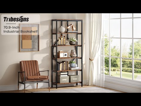 Tribesigns Libreria industriale, libreria alta Etagère a 6 ripiani con ripiani aperti